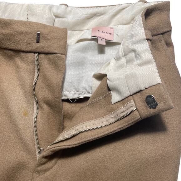 Billy Reid Brown Wide Leg Wool Flat Front Dress Pants Women Sz 6 / 28"x30" FLAW - Picture 3 of 7